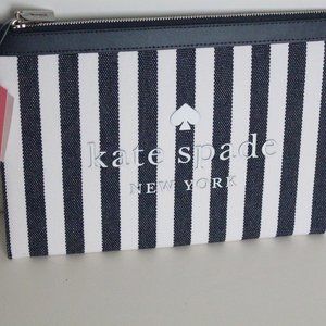 NWT Kate Spade street tote large zip pouch Navy/white
